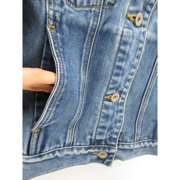 VINTAGE Eddie Bauer Jacket Small Trucker Motorcycle Denim Button Up - Picture 4 of 10